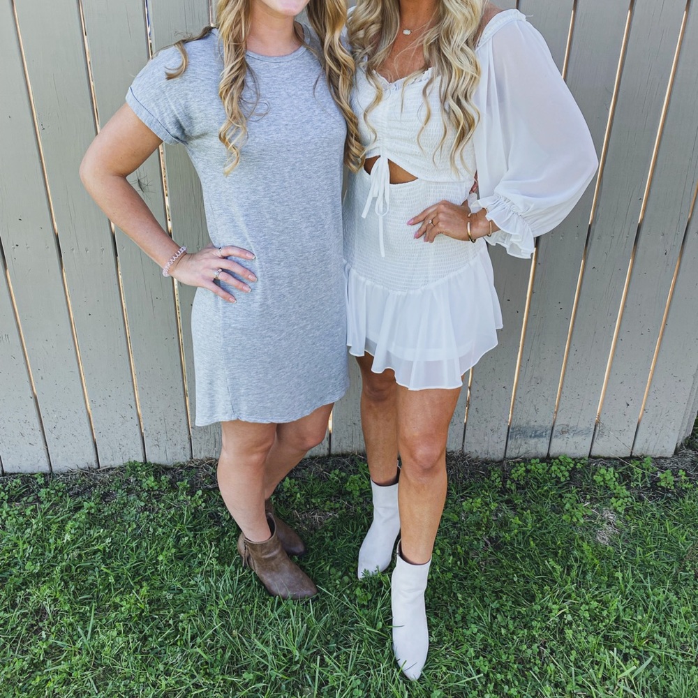 White sleeved boutique dress, size large